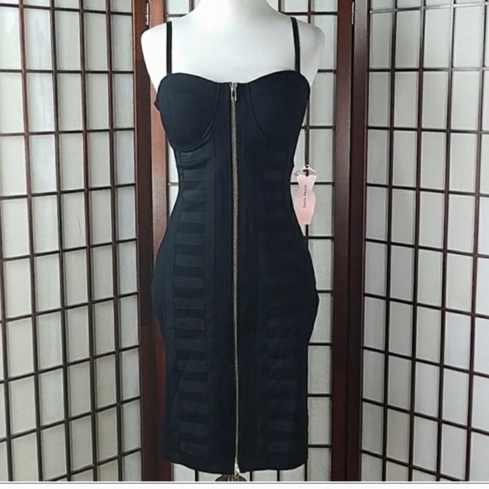 Body con front zip bandage style dress (s)